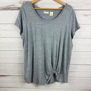 Dakini Women's Short Sleeve Knot Tie‎ Top Blue Size XL